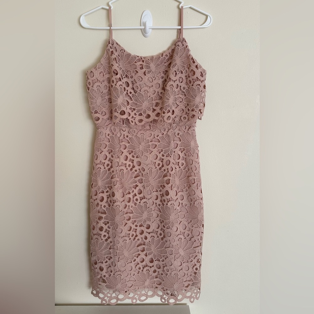 Nanette Lepore Floral Lace Midi Dress in Blush Pink